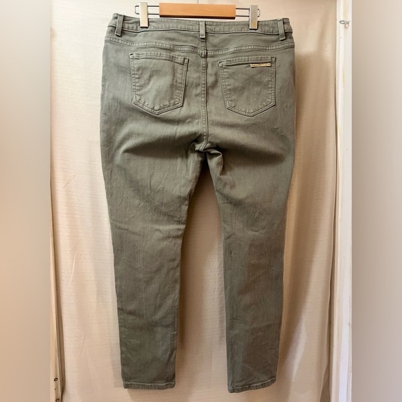 ⚫️ BOGO Michael Kors green denim pants golden accents size 10 women’s - Picture 6 of 9